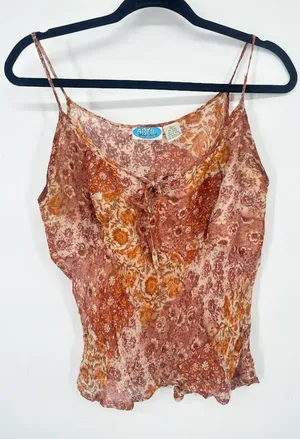 Vintage April Why Not Y2K Tank Top Babydoll Floral Boho Hippie‎ Festival Large thumbnail 1