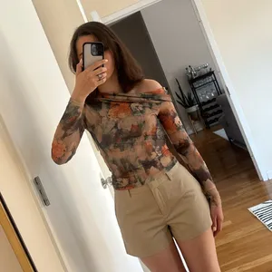 Reformation | Elio Off the‎ Shoulder Mesh Floral Top in Natural thumbnail 4