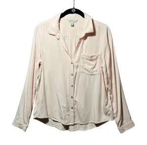 Calvin Klein Jeans Medium Blush‎ Pink Long Sleeve Viscose Button Up Shirt thumbnail 1