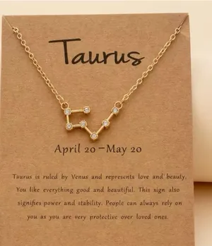 NEW Taurus 18k Gold‎ Constellation Zodiac Star ⭐️ Necklace Birthday Astrology thumbnail 1