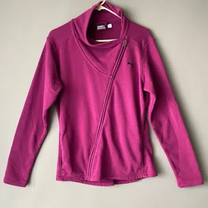 Puma‎ sz L fuchsia pink diagonal zip sweat coat thumbnail 1