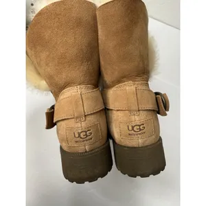 UGG BODIE Boots Suede Chestnut Women Size 9 Fold Over Warm Cozy Waterproof Girls thumbnail 7