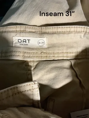 OAT New York Wide Leg Raw Hem Jeans Cream Off-White Tan Size 8/29 thumbnail 3