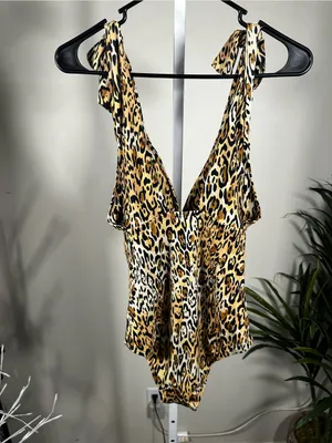 X319. Kim Gravel- One-Piece Leopard Print Swimsuit - Yellow/Brown thumbnail 2