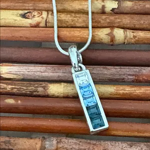 Lia Sophia Elegant Silver Necklace with Blue Highlights 16”-19” thumbnail 3