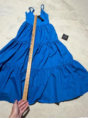 Lulus loveable cutie Blue sleeveless Tiered Midi Dress small NWT thumbnail 3