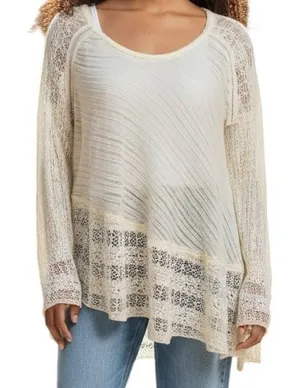 FREE PEOPLE‎ Gorgeous Ivory Crochet Lace Asymmetrical Top EUC Size XS thumbnail 1