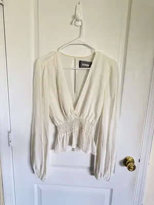 Reformation Ivory Farrow Blouse thumbnail 3