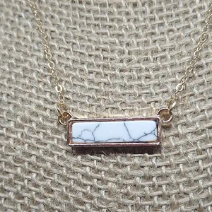NEW‎ Gold Howlite Bar Necklace thumbnail 6