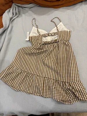 Speechless Brown and White gingham dress thumbnail 3