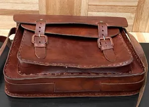 Vintage Handmade Brown Leather Brooklyn Style Briefcase Messenger Satchel Bag thumbnail 7