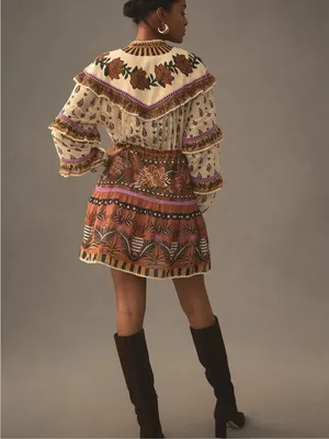 NWT Farm Rio Ainika Floral Ruffled Mini Dress thumbnail 4