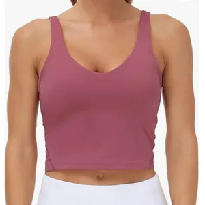 Pink Workout Cropped Align Tank Longline Sports Bra Rose Red Women S thumbnail 1
