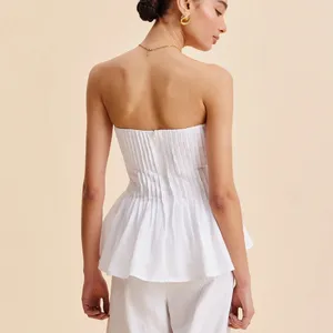 Commense Cotton Pleated Strapless Peplum Top size M thumbnail 2