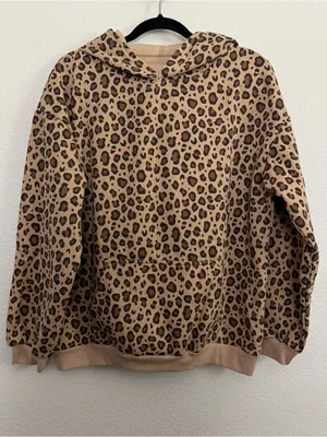 New Leopard Hoodie Sweatshirt and Sweatpants Set Small thumbnail 4