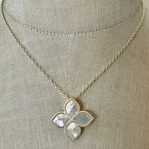 MX Mother-of-Pearl Quatrefoil Pendant Necklace thumbnail 1