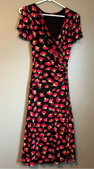 EUC Karen Kane Sz Large Black Floral Dress! 1 thumbnail 1