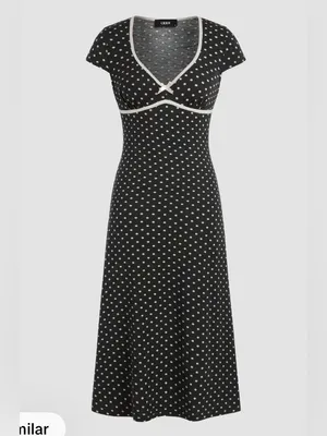 Cider Knit V-neck Spot Bowknot Midi Dress thumbnail 2