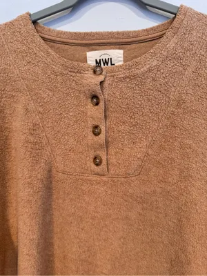 Madewell Cozybrushed Fleece Henley Sweater Top Size L thumbnail 4