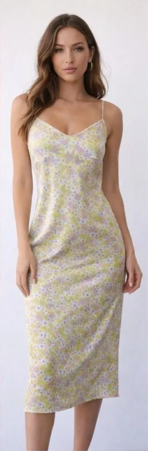 Zara floral print midi slip dress thumbnail 1