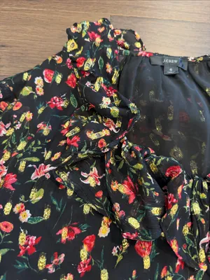 J. Crew Ruffleneck Top in Midnight Vintage Size Small - C36-068 thumbnail 7