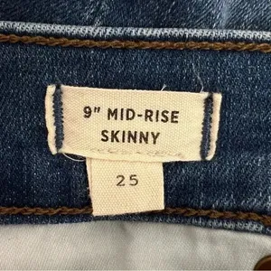 Madewell 9" Mid Rise Skinny Jeans Blue Wash Denim Eco Edition Distressed Size 25 thumbnail 6