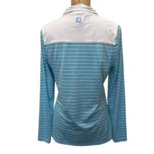 FootJoy Quarter Zip Blue White Striped Golf Pullover Preppy Sporty Womens Medium thumbnail 2