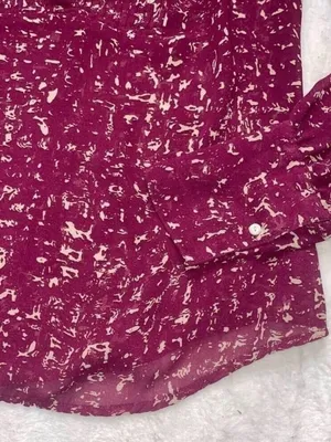 Converse One Star 2000s Sheer Plum Pintuck Blouse Boho Indie Size M thumbnail 4