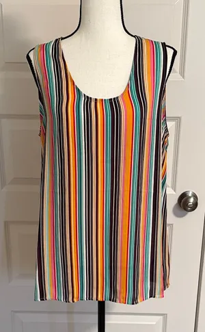 Colorful Striped Sleeveless Tank Top thumbnail 1
