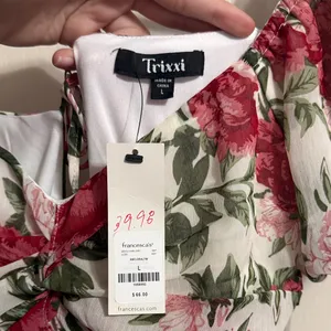 Trixxi Floral Smocked Puff Sleeve Tiered Midi Dress Cottagecore Romantic Garden thumbnail 6
