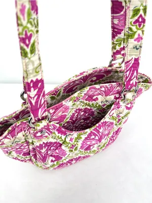 Vera Bradley Glenna Julep Tulip Pink Floral Quilted Cotton Shoulder Tote thumbnail 7