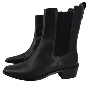 Tory Burch‎ Womens Black Leather Square Toe Chelsea Ankle Boots 143257 Size 6.5M thumbnail 1