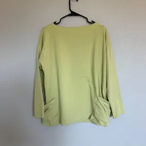 Eileen Fisher Green Cotton Spandex Boat Neck Pocket Top Medium Casual Relaxed thumbnail 2