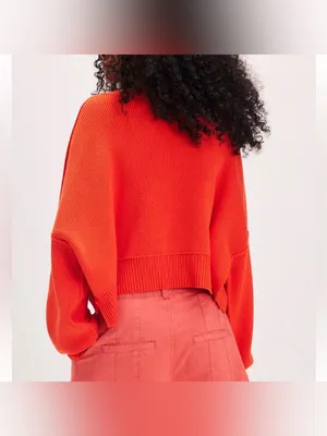 Free People Easy Street Cropped Pullover Oversized Sweater Size Small thumbnail 3
