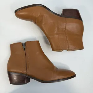 J.Crew Sz 9.5‎ Reagan Leather Ankle Boots Brown Leather Booties Women's G7871 thumbnail 3