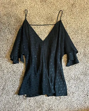 Zara Deep Green Open Shoulder V-Neck Camisole thumbnail 1