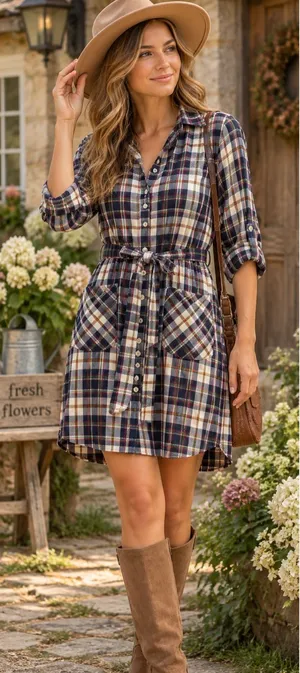 Grace & Lace Favorite Button Up Plaid Dress Size XS thumbnail 1