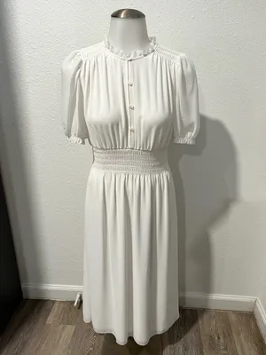 Aritzia Wilfred Daughter Dress Button-Up Puff-Sleeve Midi Dress Size XS thumbnail 2