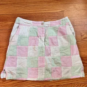 Izod Golf Plaid White Pink Green Seersucker Women's size 6 Skort Skirt thumbnail 1