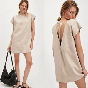 Free People Sawyer Mini Dress Vegan Suede in Oat‎ Milk thumbnail 2
