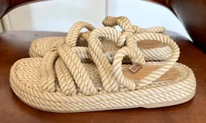 Pull&Bear rope sandals twisted rope-style uppers and jute-wrapped sole size 36 thumbnail 1