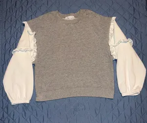 Rebecca Minkoff Evelyn Ruffle Heathered Sweatshirt Women’s Size-L thumbnail 1