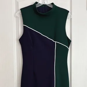 Alexia Admor Hunter‎ Green Navy Colorblock Mock Neck Sheath Dress M thumbnail 10