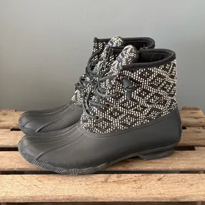 Sperry Saltwater Duck Boots Tribal Aztec Print Size 8.5 A36‎ thumbnail 2