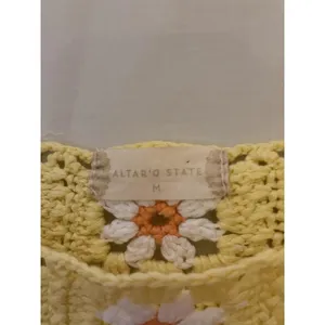 Altar'd State Women's Yellow Crochet Daisy Crop Tank Top, Boho thumbnail 2