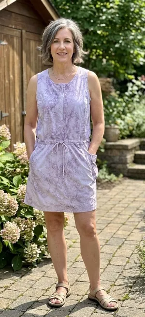 Sleeveless Lavender Tie-Waist Mini Dress with Pockets thumbnail 1