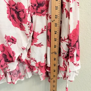 Free People French Quarter Wrap Mini Dress Cream Combo XS Floral Ruffle thumbnail 14
