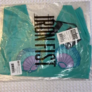 NEW! IRON FIST | MERMAID FOR LIFE | Mesh Crop Top Aqua Seashells Size MEDIUM thumbnail 10
