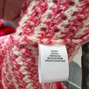 WAYF Womens Size XL Open Knit Stripe Crewneck Sweater White Pink Pullover Ribbed thumbnail 13