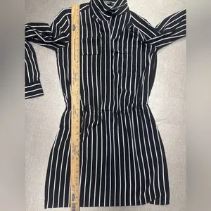 RALPH LAUREN 2 black white stripe shirt dress Long‎ Sleeve Tunic thumbnail 6